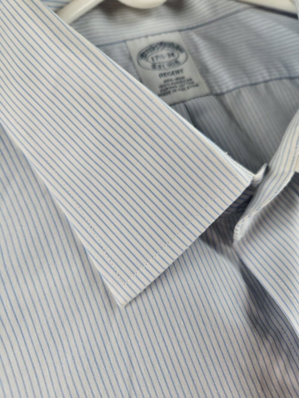 Brooks Brothers 17.5 34 Regent Non Iron Shirt Long Sleeve Button Up Men Cotton - Picture 8 of 16